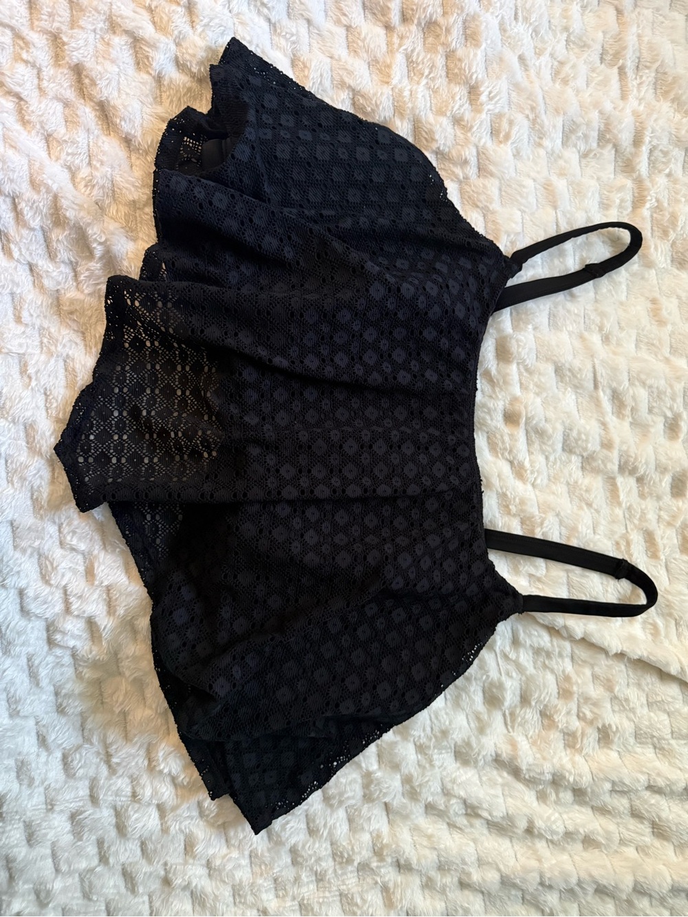 Lane Bryant Black Cropped Crocheted Swim Top